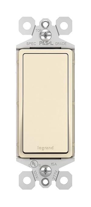 Legrand radiant TM873LACC10 15 Amp Rocker Wall Switch, 3-Way Decorator Light Switches, Light Almond (1 Count)