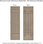 Board & Batten Vinyl Shutters (1 Pair) | 14.5"x71" (4-Board) - Coastal Sand Dune | Exterior Window Shutters | Includes Mounting Hardware | Simple Installation | Made in USA