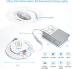 16 Pack Led Recessed Light 4 Inch,Adjustable Eyeball Gimbal, LED Recessed Lighting with Junction Box 9 Watts 750Lm Dimmable Ceiling Light ETL Listed (2700K/3000K/3500K/4000K/5000K Option)