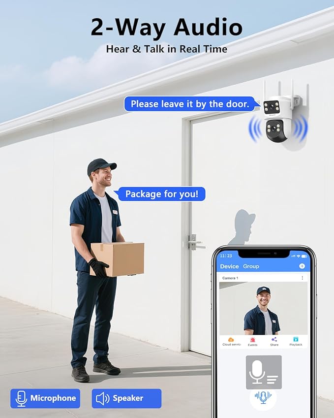 【2-Way Audio & Auto Tracking】 4MP PTZ Security Cameras Wireless Outdoor, WiFi Home Security Camera System, Video Surveillance DVR Kits