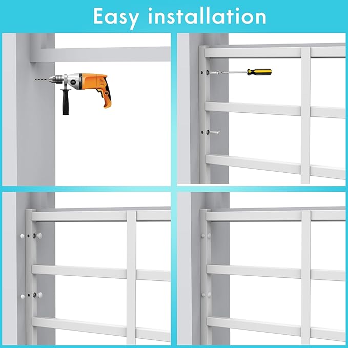 Fixed Window Safety Guard 19”x 38” Adjustable Width Prevents Accidental Falls, Non-Egress, Tamper Resistant Screws Included, White, Single Pack