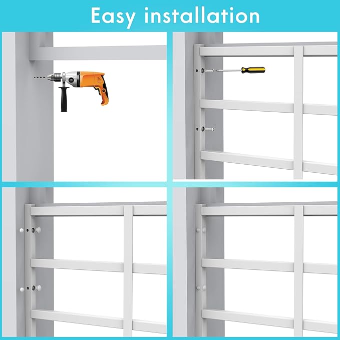 Fixed Window Safety Guard 14”x 38” *2 Pack Adjustable Width Prevents Accidental Falls, Non-Egress, Tamper Resistant Screws Included, White