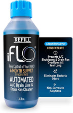 iFLO® Smart A/C Drain Line Cleaner and Drain Pan Cleaner Cartridge Concentrate, Fast-Acting, Long-Lasting HVAC System Solution for Tough Clogs & Buildup, 6-Month Supply per Bottle, 1 Pack of 36oz