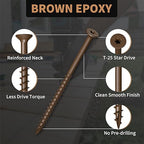 Wood Screws 4 Inch, FIXLINK Deck Screws #10 x 4, 105 PCS, Epoxy Coated, T25 Star Bit Above 1500 Hour Salt Spray Coating Outdoor Decking Screws Excellent Rust Resistant for Wood Fence, Brown