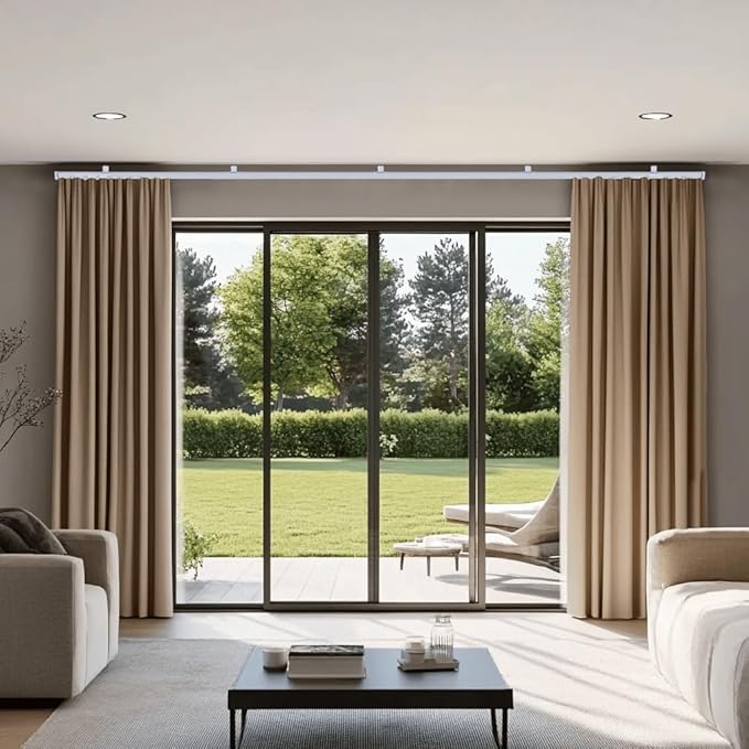 Bendable Ceiling Curtain Track Ceilings Mount or Wall Mounted Heavy-Duty Room Divider Curtains Rails for Living room Bedroom Shower Privacy RV Garage Dividers with Clips，White 21 FT