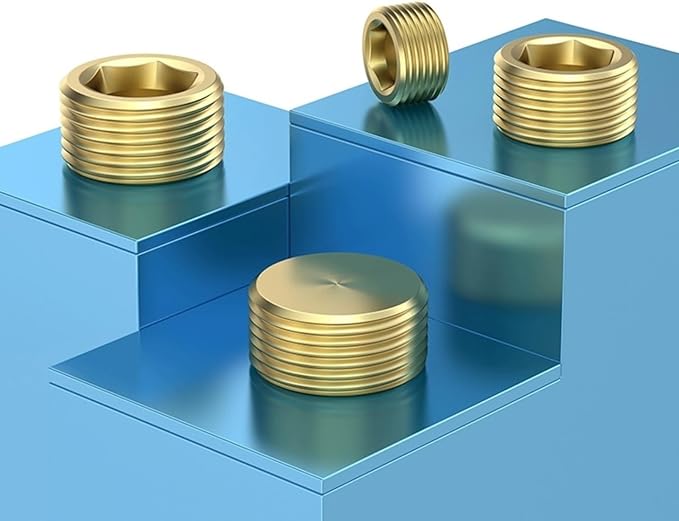 12PCS 1/2" NPT Brass Male Pipe Plug Fitting Hex Counter Sunk Pipe Plug (1/2" NPT)