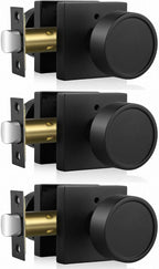 Haidms Black Interior Door Knobs, Zinc-Alloy Heavy Duty Round Matte Black Privacy Door Knobs Interior for Bedroom Modern Bathroom Door Lock Bulk(3 Pack)