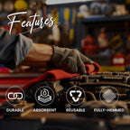 Auto Mechanic Shop Towels (13"x14"), 12 Pack Red - 100% Cotton Commercial Grade Rags for Cleaning & Maintenance, Garage Supplies - Professional Mechanics Reusable Wipes