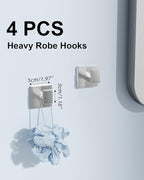 Brushed Nickel Bathroom Hardware Set, 10-Piece Stainless Steel Square Bathroom Towel Rack Set with 2× 24" Towel Bars, 2× TP Holders with Shelves, 2× Rings, 4× Robe Hooks