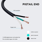 2 Pack 6 ft 14/3C SJTW Appliance and Power Tool Cord, 14 Gauge 3 Prong Heavy Duty Replacement Power Supply Cord Cable, 110V 115V 120V AC Pigtail, 15A, 1875w