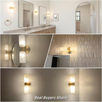 Alabaster Wall Sconces Set of Two, 14in Modern Spanish Natural Marble Bathroom Vanity Sconces, Brass Alabaster Sconce Wall Lighting, Gold Wall Light Fixtures Decor for Bedroom Living Room Staircases