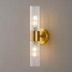 Bathroom Light Fixtures 2-Light, Modern Vanity Light for Bathroom, Wall Sconce, Bath Light with Glass Rods Shades for Mirror Bedroom Hallway (Brushed Brass)