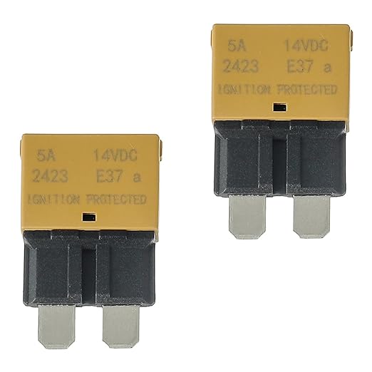 5A DC 12V-14V Auto Reset Circuit Breaker ATC/ATO Low Profile T1 Mini Blade Fuses Breakers for Car Trucks Marine Boat RV Solar and More,2 Pack