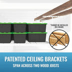 MonsterRax Overhead Garage Storage Rack - 4 x 8 Ceiling Shelving, Adjustable Hanging Racks, Color: White, 24"-45" Ceiling Drop.