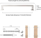 COTYKILEY 10 Pack 7.5 Inch(192mm) Brushed Satin Nickel Cabinet Handles Kitchen Cabinet Pulls Cabinet Door Handles Kitchen Cabinet Hardware Cupboard Drawer Pulls