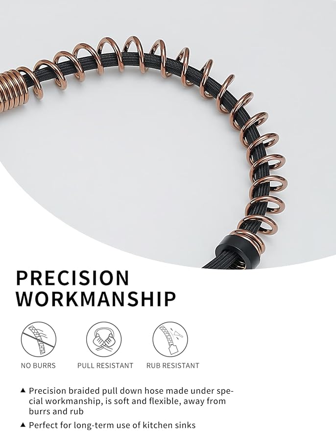 Black Kitchen Faucet,Matte Black Kitchen Faucet with Pull Down Sprayer AIMADI Commercial Single Handle Single Hole Rose Gold Kitchen Sink Faucets