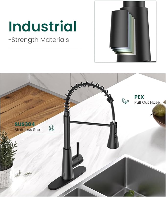 APPASO Pull Down Kitchen Faucet Touchless Black, Motion Sensor Activated Automatic Kitchen Faucet, High Arc Commercial Pre-Rinse Hands-Free Faucets for Kitchen Sink, Matte Balck (Side Sensor)