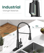 APPASO Pull Down Kitchen Faucet Touchless Black, Motion Sensor Activated Automatic Kitchen Faucet, High Arc Commercial Pre-Rinse Hands-Free Faucets for Kitchen Sink, Matte Balck (Side Sensor)