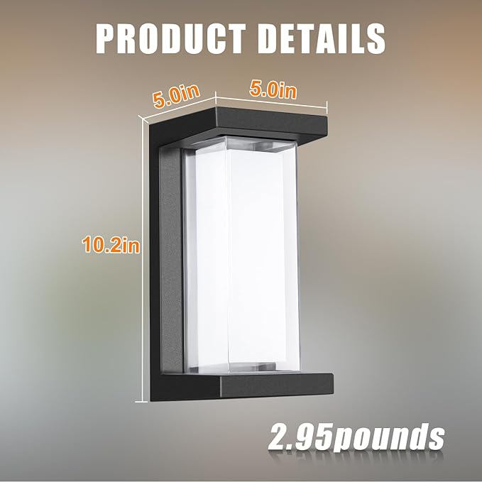 Juyace 18W Exterior Lighting Fixtures 4 Pack Budget-Friendly Outdoor Porch Lights Modern Black Sconces Wall Mount 1800Lm 3000K IP65 Waterproof for Garage House Patio Front Door Entryway