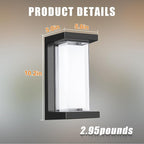 Juyace 18w Outdoor Porch Lights Exterior Lighting Fixtures Wall Mount Rectangular Modern Patio Sconces 1800Lm 6000k Aluminum Black IP65 for Garage House Front Door Entryway (2 Pack)