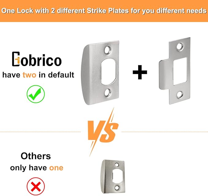 Gobrico 2 Pack Keyed-Alike Entry Door Levers with Same Key,Satin Nickel Finished,Interior Doors Exterior Doors Use, Square Door Locksets Handles