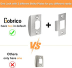 Gobrico 3 Pack Satin Nickel Keyed Entry Door Locks Interior Exterior Door Levers Handles with Square Rosette