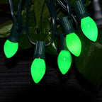SUNSGNE C7 Ceramic Green Replacement Bulbs, 25 Pack St. Patrick's Day Light Bulb Night Light Candle Bulb, Outdoor String Light Bulbs for St. Patrick's Day Patio Christmas Decor, C7/E12 Base-5 Watt