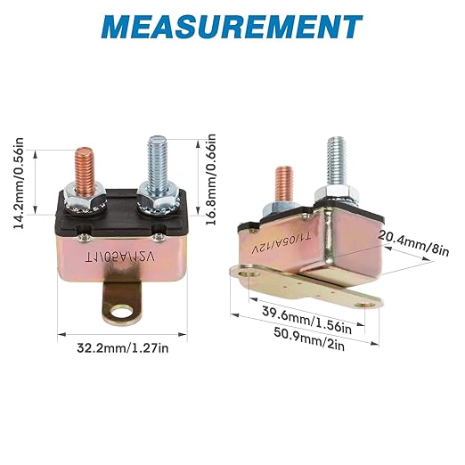 GLOSO Stud Type Circuit Breakers, Crosswise Bracket, Auto Reset (T1) - 5 Pack (20A) E512