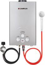 CAMPLUX Portable Tankless Water Heater, 2.11GPM, 55,000 BTU Propane, BW211G, Grey