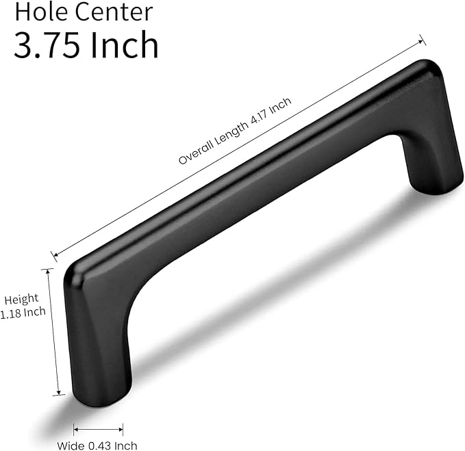 20 Pack 3.75 Inch(96mm) Hole Center Matte Black Modern Drawer Pulls Timeless Cabinet Pull Handle Vanity Pull Handle Classic Kitchen Cabinet Hardware, Screws Included, M-Black(3.75x20)