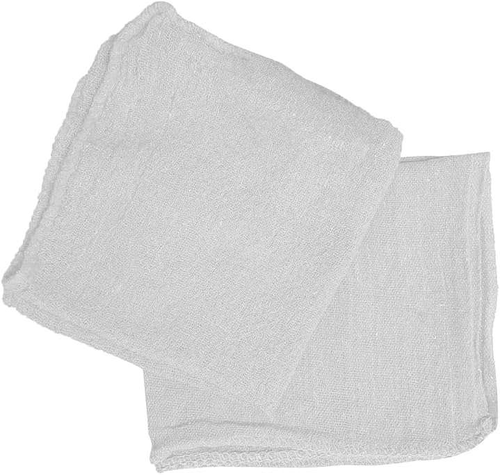 Shop Towels (White, 100-Pack) - Bulk Cleaning Towel in a Bag, Mechanic Cotton Wipes for Car Maintenance, Auto Mechanics & Garage, Wipe Grease & Oil, Machine Wash & Reusable