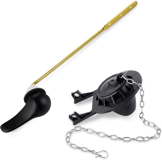 iFealClear Universal Toilet Handle Replacement Kit Front Mount with 2-Inch Rubber Toilet Flapper Replacement, Toilet Tank Parts Compatible with Kohler, American Standard, TOTO, Mansfield, Matte Black