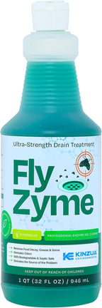 Kinzua Environmental Fly-Zyme, Highly Concentrated Enzyme Drain Cleaner for Pipes & Fruit Flies, Citronella Scented Organic Waste Degrader & Odor Neutralizer, 32 fl oz