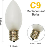 25 Pack C9 Frosted White Replacement Light Bulbs, 7W Vintage Incandescent Light Bulbs for Christmas Outdoor Indoor String Lights, E17 Intermediate Base Night Light Chandelier Bulbs- Frosted White