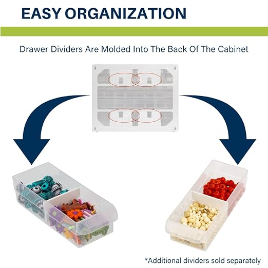 Akro-Mils 64-Drawer Plastic Drawer Storage Cabinet for Garage Organization, Bead Organizer, Building Bricks Storage, Teacher Toolbox, Makeup Organizer, 20-Inch W x 6-Inch D x 16-Inch H, 10164 White