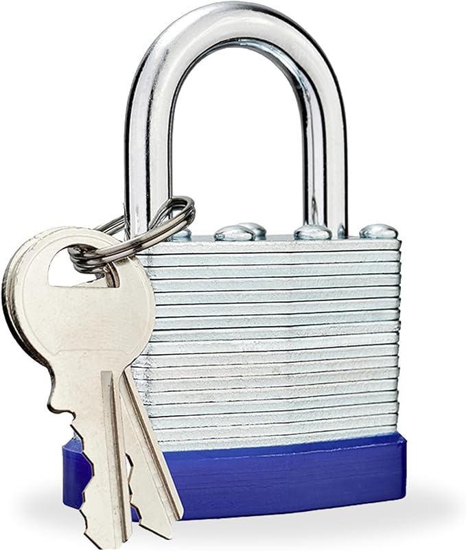 Lock Outdoor Padlocks, Laminated keyed Padlock, 1-9/16 in Wide Body, Padlock Set with Keys (1Pack)