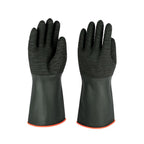 North Tower Heavy Duty Rubber Gloves, Industrial Gloves Waterproof Reusable Protective Work for Cleaning, Dishwashing, Upgraded with Non-Slip Design, Black（18in,1 pair）