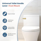 Polished Gold Universal Toilet Handle Replacement, Front Mount Toilet Flush Compatible with American Standard/Mansfield/TOTO/Kohler Toilets, Brass Toilet Trip Lever, Stainless Steel Flapper Chain