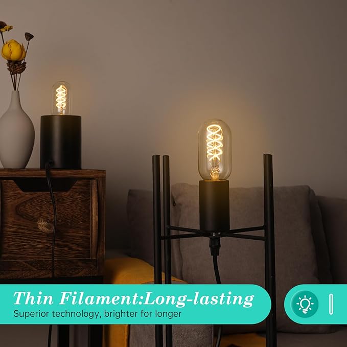 AMDTU Light Bulbs 75 Watt Equivalent, 700 Lumens LED Bulbs 7W, Ultra Filament Spiral E26 Base Edison LED Bulbs Dimmable, 7 Watt LED Light Bulbs Soft White 2700K T45 Clear Glass Bulbs, 2 Pack