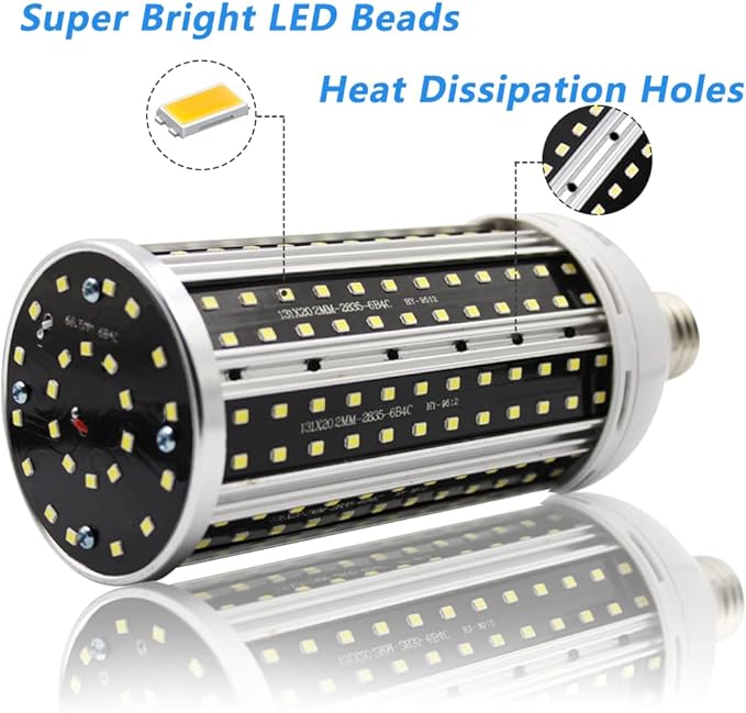 Intpro LED Light Bulb,80W LED Corn Light Bulb Lamp 8000LM E26/E27 5000K 85V~265V Super Bright Cob Light LED Garage Lights for Basement barn Workshop Warehouse Factory Porch Backyard High Bay Street
