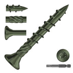 #8 x 1-1/4" Deck Screws (175Pcs) 1lb. Carbon Steel, Green, Flat Head, Rust Resistant epoxy Coated, with T25 Star Bit