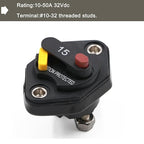 T3 32V DC 15 Amp Panel Mount Circuit Breaker with Manual Reset Switchable for Marine Truck Boat RV Automotive-15A
