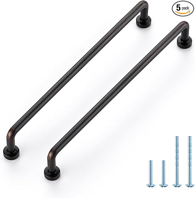 JOY DECOR Cabinet Pulls – 7-1/2 Inch Hole Center, Oil Rubbed Bronze, 5 Pack, Zinc Alloy Cabinet Handles for Drawers & Cupboard – Vintage Style Hardware for Kitchen, Bathroom, Dresser