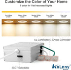 Chrome 4 Inch Led Recessed Lights 6 Pack,Ajustable Led Eyeball Gimbal Light,4 Inch Ceiling Light with Junction Box,5CCT Selectable,9W 750LM,Dimmable,ETL Listed