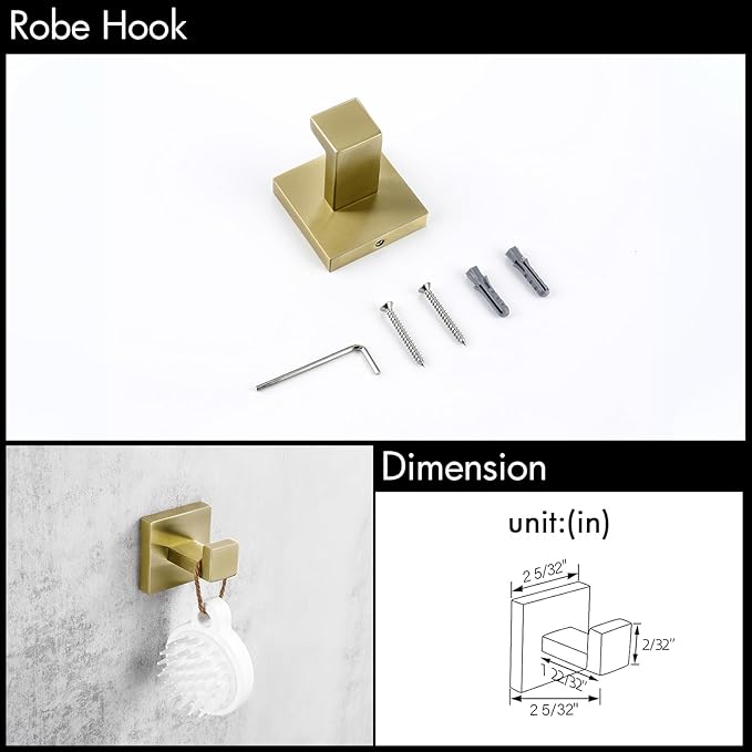 BAGNOLUX Bathroom Hardware Set 4 Pieces, Bath Towel Holder Set SUS304 Stainless Steel, Towel Bar Rack Set for Wall Mounted, Gold Bathroom Accessories Set Heavy Duty, Brushed Light Yellow Gold