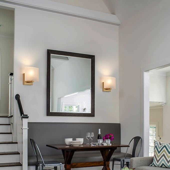 Hardwired Wall Sconces, Modern Acrylic Shade Wall Light Fixture, Gold Walls Mounted Lamp with Ceramic Lamp Holder, Classic E26 Bulb Walls Lighting for Bedroom, Living Room, Hallway 【No Bulb Included】