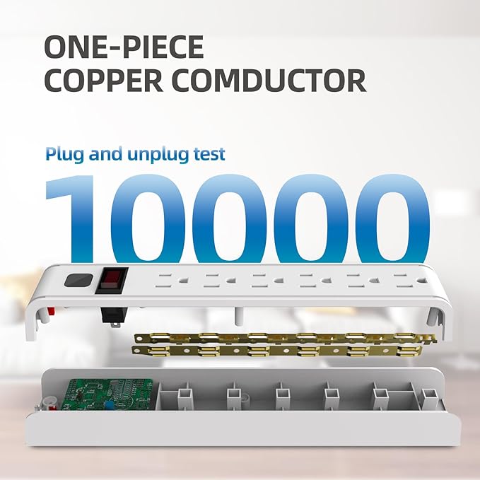 Power Strip Surge Protector, 6 Feet Extension Cord, 600 Joules Surge Protection, Multiple Protection 6 Outlet Strip, ETL Listed, 2 Pack