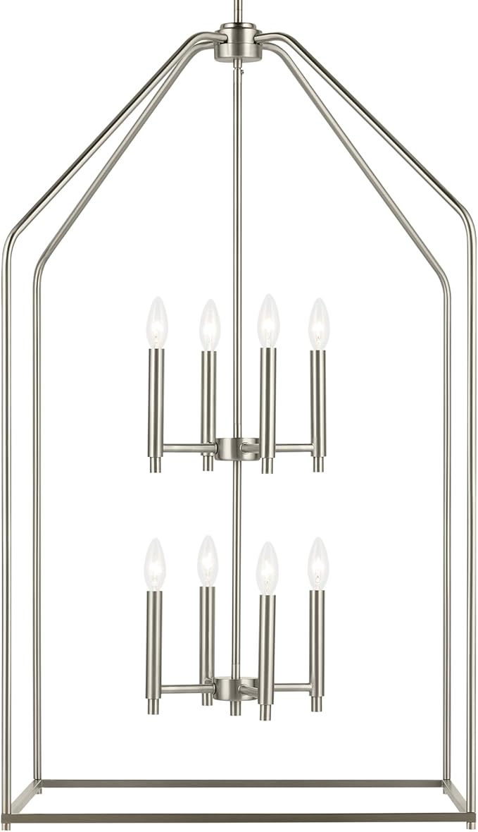 Kichler Madden 43" 8 XL Light Foyer Pendant in Brushed Nickel, Soft Modern Fixture, for Foyer, Over Large or Dining Room Table, (43" x 24.25"), 52724NI