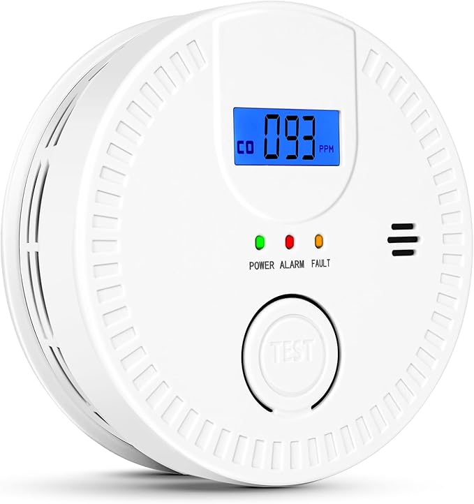 Smoke and Carbon Monoxide Detector, 2 in 1, Smoke & CO Alarm, 85db Sound, LCD Readout, Battery Operation, for Home and Kitchen, Easy Installation