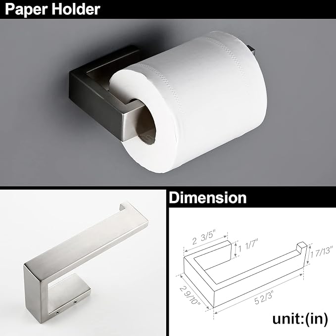 BAGNOLUX Brushed Nickel Bathroom Hardware Set 4 Pieces, Bath Towel Holder Set SUS304 Stainless Steel, Towel Racks Set for Wall Mount, Square Bathroom Accessories Set Towel Bar Heavy Duty